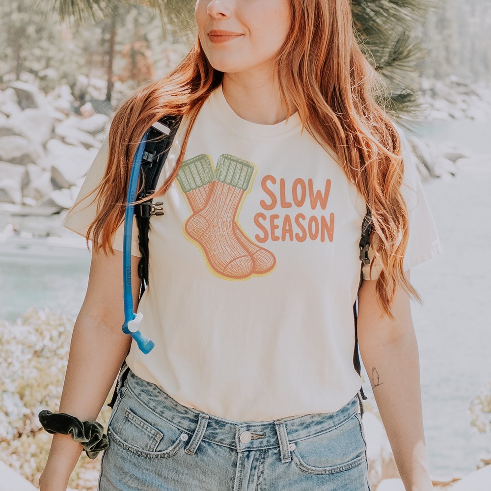 Slow Season Ribbed Socks Cozy Tee - Picture 1 of 6